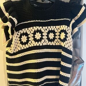 Rails Black and Cream Crochet Top